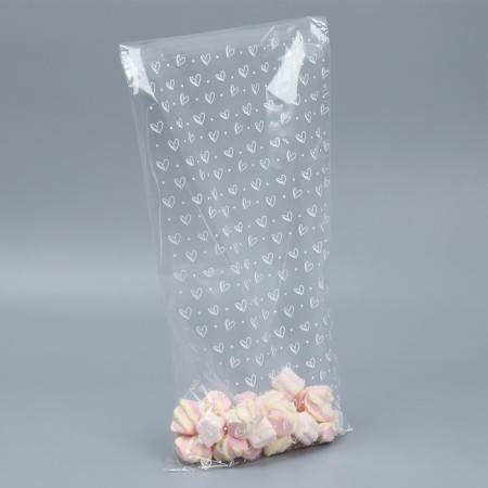 BOPP package with adhesive valve, gift packaging, “hearts”, 20.5 x 40/4 cm