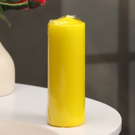 Candle - cylinder, 5x15 cm, yellow varnished, 14 hours-2