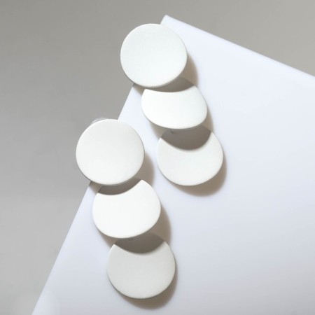 Earrings Metal "Azelia" circles, trio, white color-1