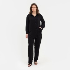 Women's costume (shirt, trousers) minku: Silk pleasure Black color, size 50