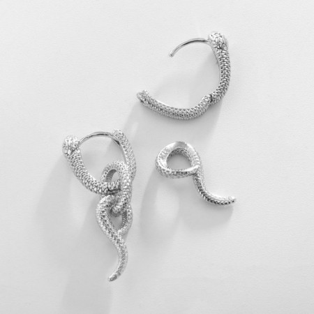 Earrings Metal Xuping Snake of Temptation, Silver Color-2