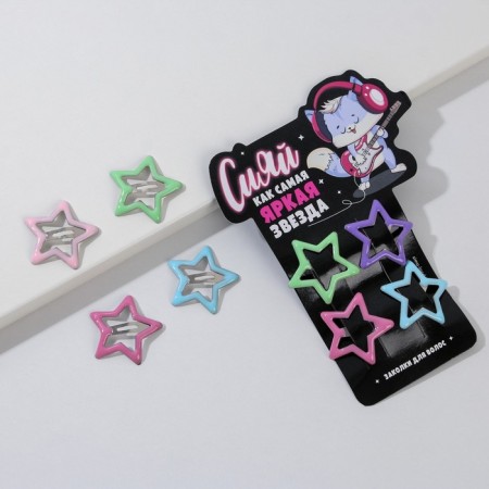 Hair hairpins "Shine", 4 pcs, 3 x 3 x 0.1 cm-3