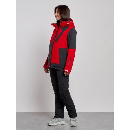 Ski costume female winter, size 44, red color-4
