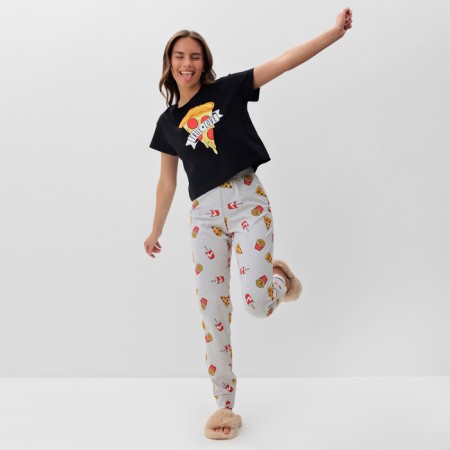 Female pajamas (T -shirt and trousers) KAFTAN PIZZA p. 48-50, black-4