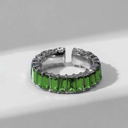 Ring "Trend" parallel, green color in silver, dimensionless (from 17 size)-3