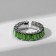 Ring "Trend" parallel, green color in silver, dimensionless (from 17 size)