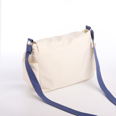 Youth bag with zipper, milk/blue color-3