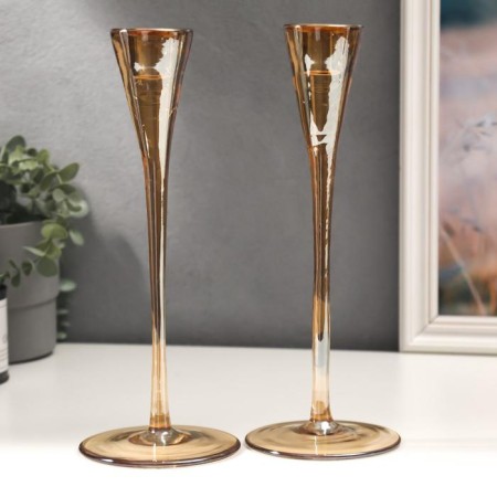 Glass "narrow glass" golden caramel set 28.5x10.5x10.5 cm-1