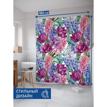 Photostore for the bathroom "Spring mood", Saten, size 180x200 cm-1