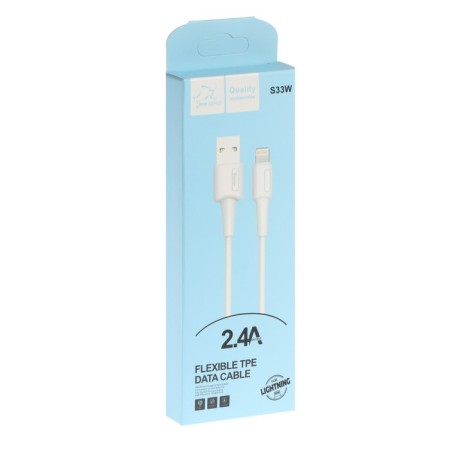 ONE Depot S33W, Lightning - USB, 2.4 A, 1 meter, silicone braid, white-3