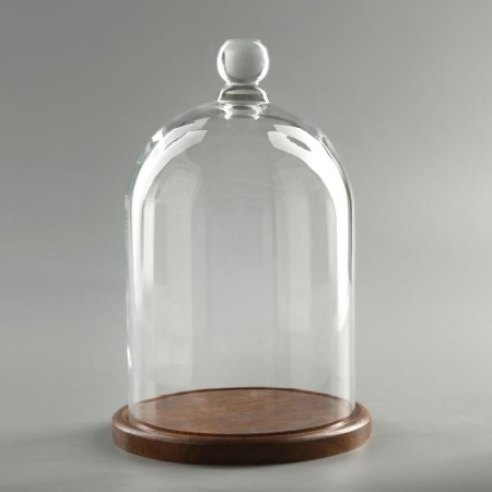 Glass dome-redflower with a ball on the stand "Rodrik", 24x15 cm, glass, brown