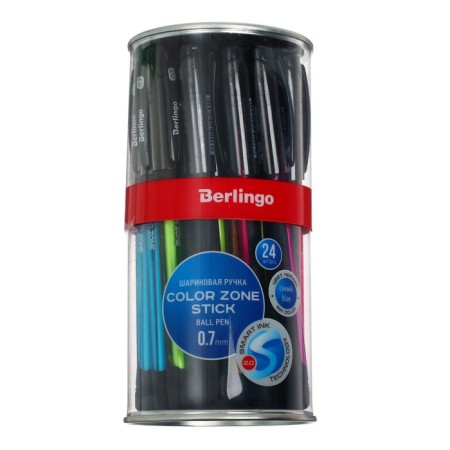 Ballpoint handle Berlingo Color Zone Stick 0.7mm, blue, gaping body MIX 285411