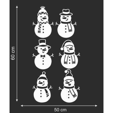Decorative sticker for windows "Six snowmen" 60x30 cm-1