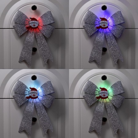 Light bow "Snowman Bow" 24x32 cm, 1 LED, batteries LR44x2 (included), flicker, glow of multi-1