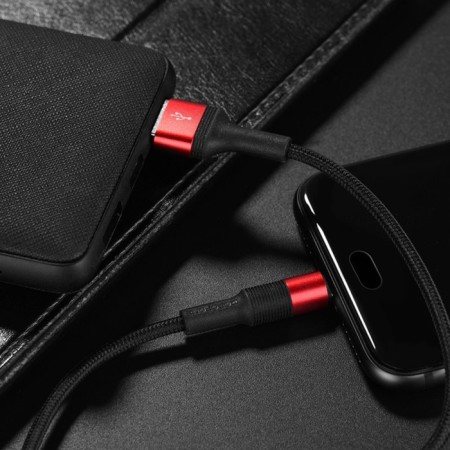 Cable Borofone BX21, MicroUSB - USB, 2.4 A, 1 m, fabric braid, red-4