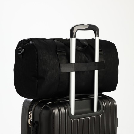 Road bag with lightning, external pocket, suitcase holder, long belt, black color-6