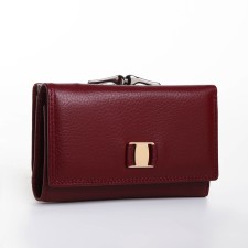 Women's wallet on the button, burgundy color