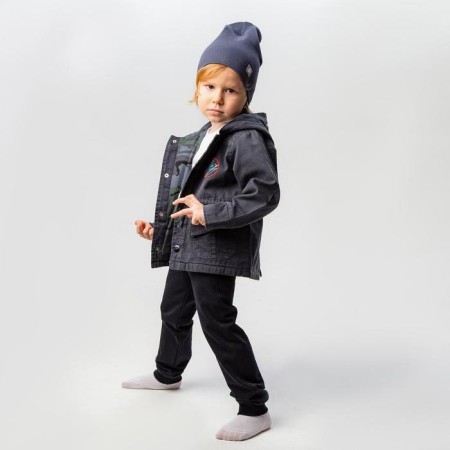 Hat for a boy, dark gray/star, size 54-58-4