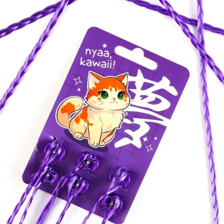 Hairpins, colored strands for hair on crab (6 pcs), 40 x 1.5 x 1 cm