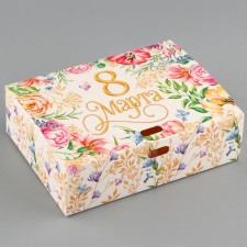 Gift box, packaging, “since March 8!”, 16.5 x 12.5 x 5 cm, without tape