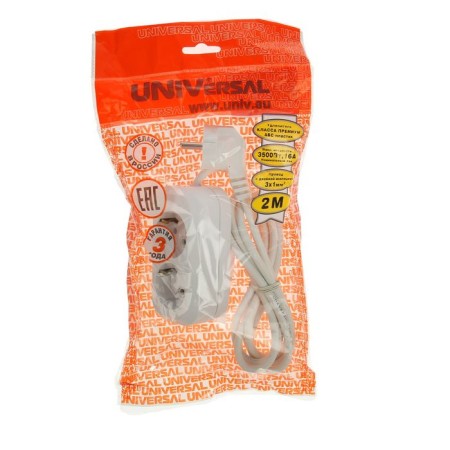 Extension cord UNIVERSAL E-302, 2 sockets, 2 m, PVS 3x1, 16 a, with salary-1