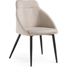 Stool on a metal frame fus metal/fabric, black/beige 58x50x85 cm