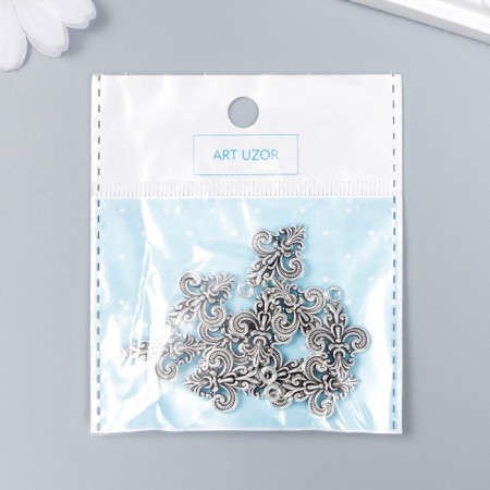 Decor for creativity Metal "Damascus" silver 2.3x1.5 cm-2