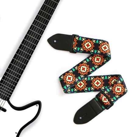 Music Life guitar belt, 60-117x5 cm, ornament