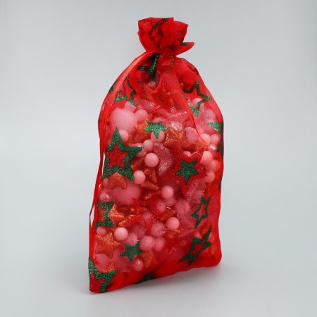 Bag Gift Organza "Star", 16 x 24 cm +/- 1.5 cm, New Year-1