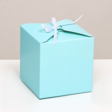 The box is folding, square, blue, 12 x 12 x 12 cm,