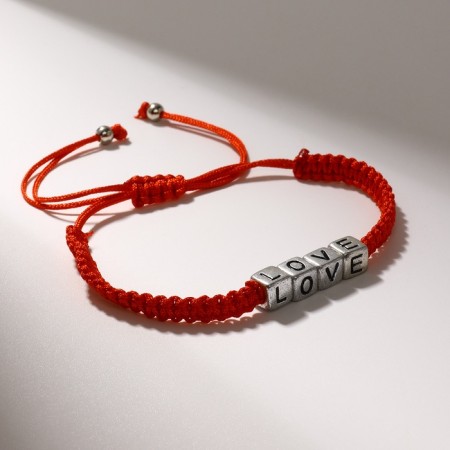 Love bracelet, red color in black silver, 7 cm-1