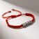 Love bracelet, red color in black silver, 7 cm
