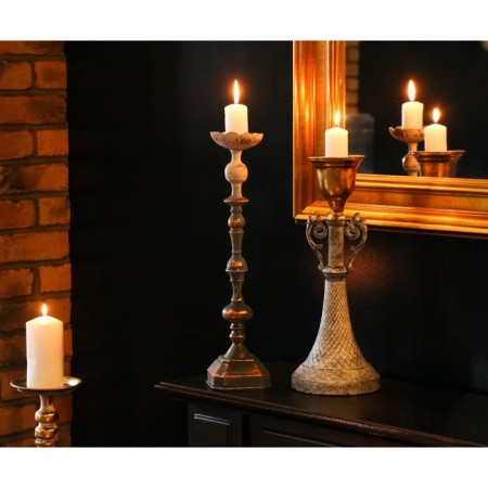 Summary Metal for 1 candle "Luciano" gray with gold 16x16x42 cm-5