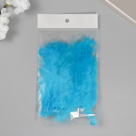 Pen decorative goose downy "Blue Lake" set 40 pcs h = 10-15 cm-3