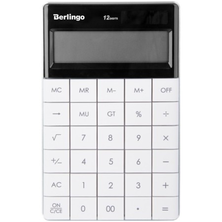 Calculator desktop 12 categories, double power, 165x105x13 mm, white