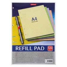 Smooth block for a notebook on A4 rings, 120 sheets in a cage, tinted: 4 colors of 30 sheets