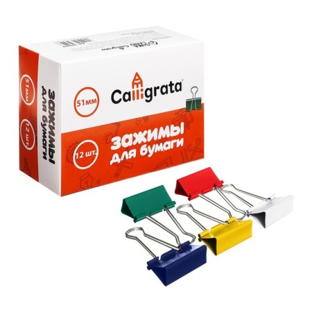 A set of clamps for cauliflower 51mm, 12 pieces, 5 colors, in a cardboard box