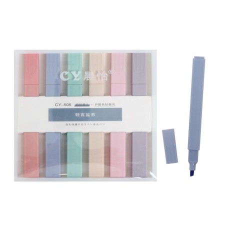 A set of markers-textbooks, 6 pastel colors, square body