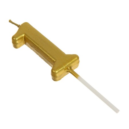 Candle in a cake on a skewer, number 1, gold, 4.5x2.5 cm-3