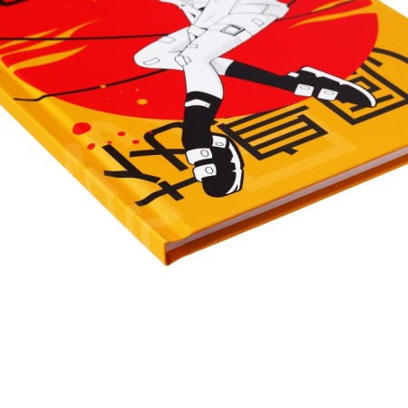 College-wiper in a solid cover 7BC, A5, 64 sheets, anime. Girl hieroglyphs, cage block, matte lamination, selective varnish-2
