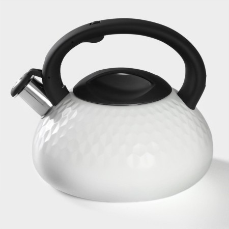 A kettle with a stainless steel whistle Magistro Glow, 3 L, Induction, Soft-Touch handle, white color-2
