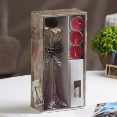 Set of gift "Paris" (diffuser and candles) strawberries, "Wealth of aroma" March 8-6