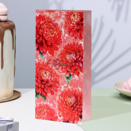 Happy Cards "Happy holiday!" Red peonies, 21x10 cm-3