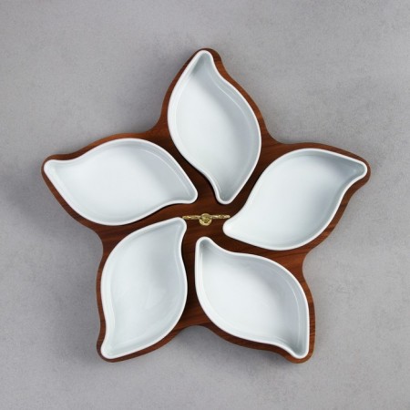 Menzhitsa "King", 5 pcs: 300 ml, wooden base, porcelain, Iran-3