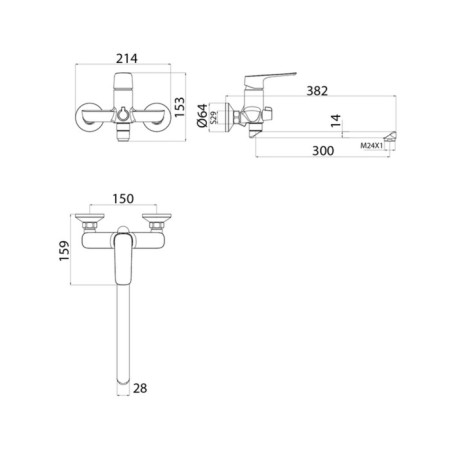 Bath mixer IDDIS SIGN Sigsbl2i10wa, long spout, chrome-2