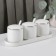 A set of ceramic cans with spoons on the stand "Pastel", 3 items: 250 ml, white color