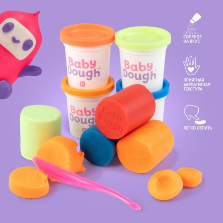 Babydouch modeling dough, set 4 colors (blue, pale green, red, orange)-2