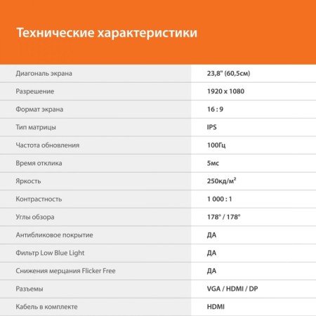 Монитор SunWind 23.8" SM-24FI221 черный IPS LED 16:9 HDMI M/M матовая 250cd 178гр/178гр 192 107748-8
