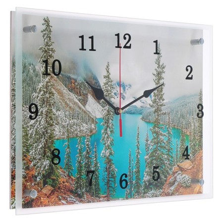Carty clock is wall-mounted, interior "mountain lake", silent, 30 x 40 cm-1