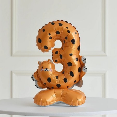 Foil ball 24 "Number 3" on the stand, cheetah-1